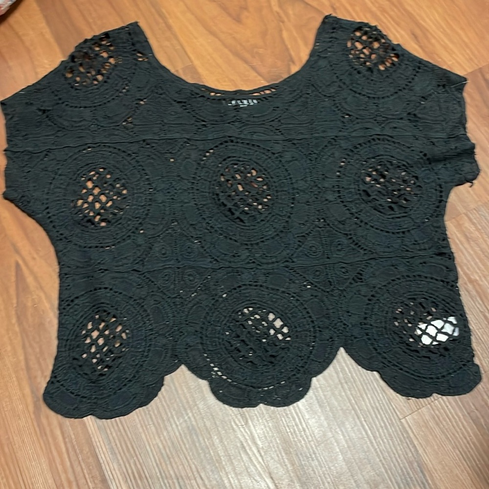 Black Knit Swim Top Coverup
